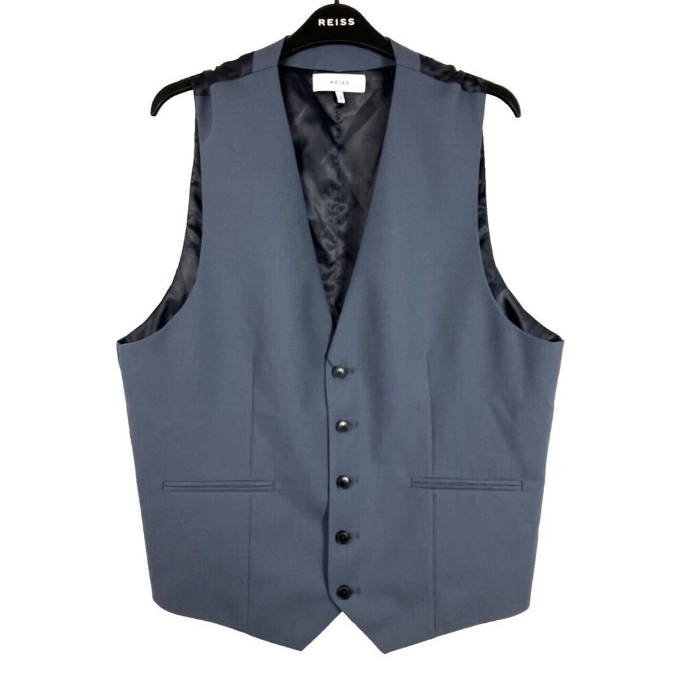 NWT 42 Reiss Slim Waistcoat Vest in Airforce Blue
